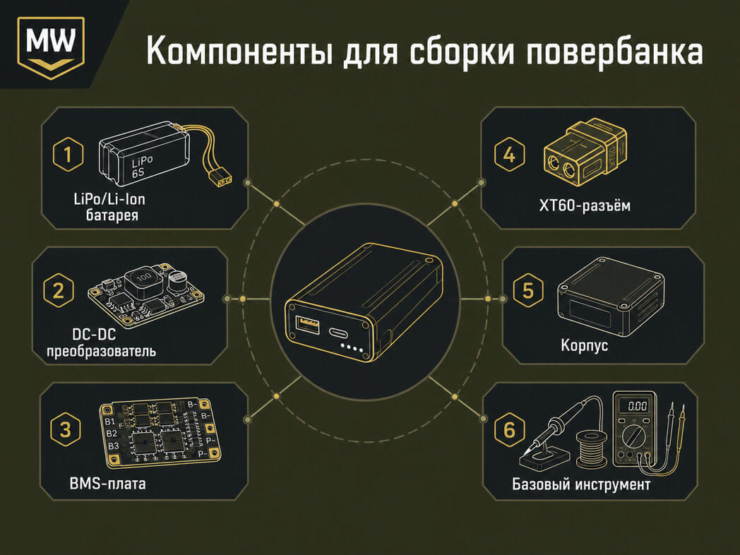компоненты для сборки повербанка
