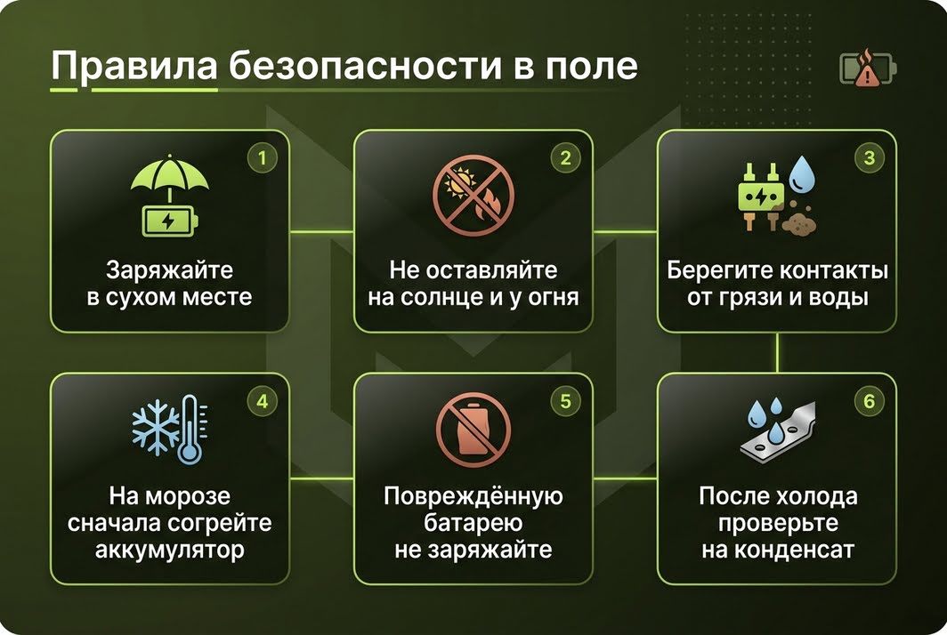 правила безопасности зарядки рации в поле